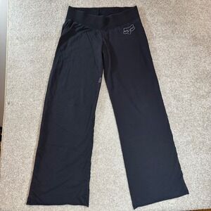 Fox Riders Co y2k vtg low rise Pants Wide Leg Black Womens Small Logo Casual